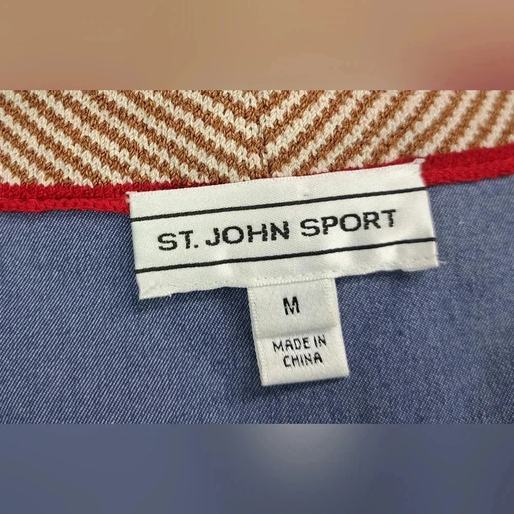 St John Sport Women's Full Zip Denim Jacket Stretch Multicolor Size Medium - Picture 7 of 16